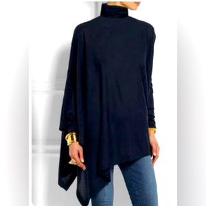 Navy turtleneck poncho sweater